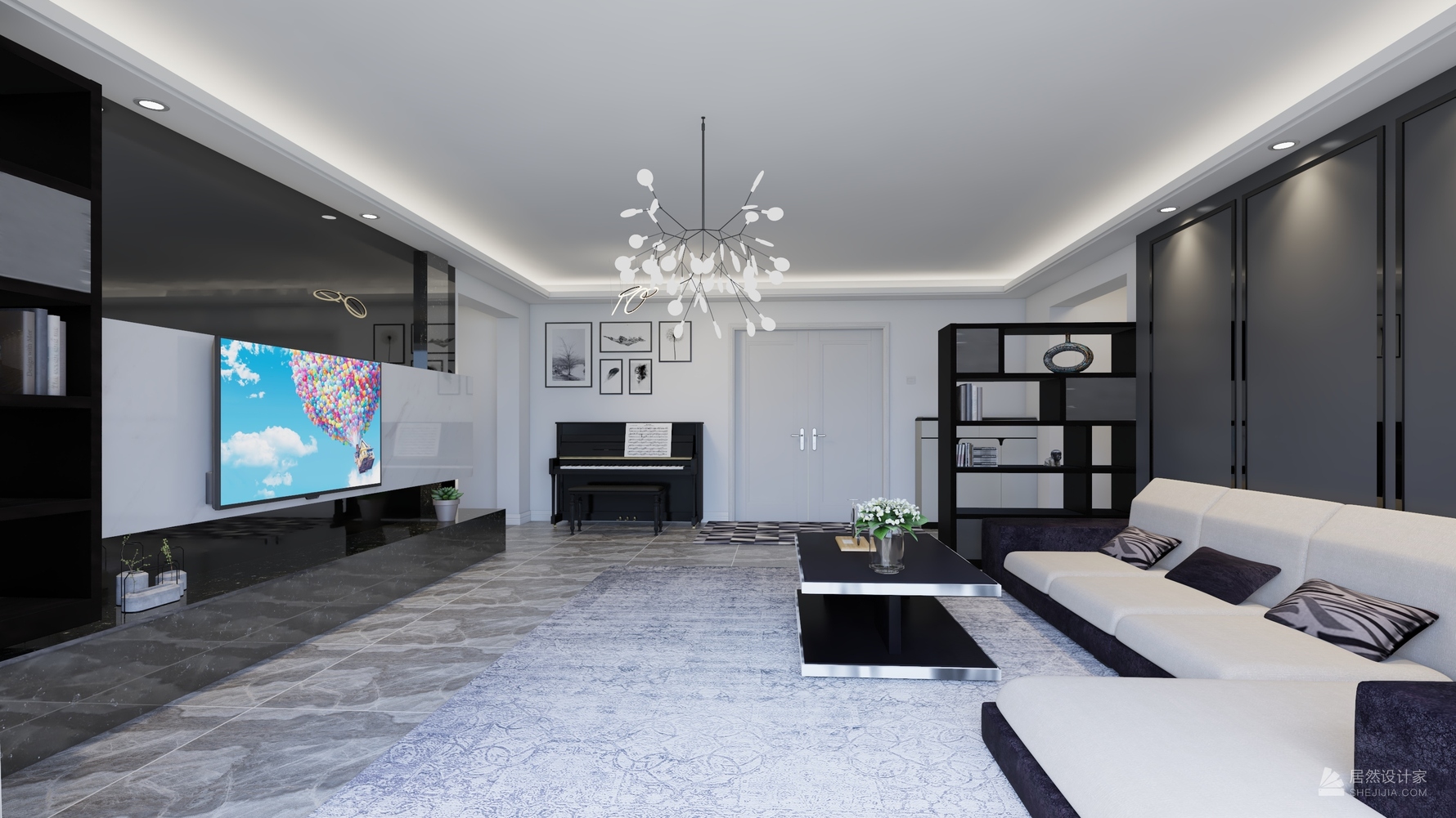 禅静- 现代风格四室一厅装修效果图 - 甜甜的糖设计效果图 - 躺平设计