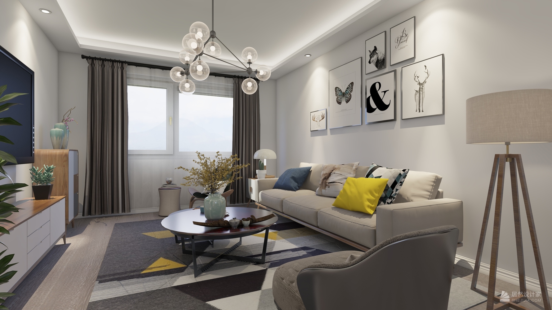 现代风格两室两厅装修设计效果图