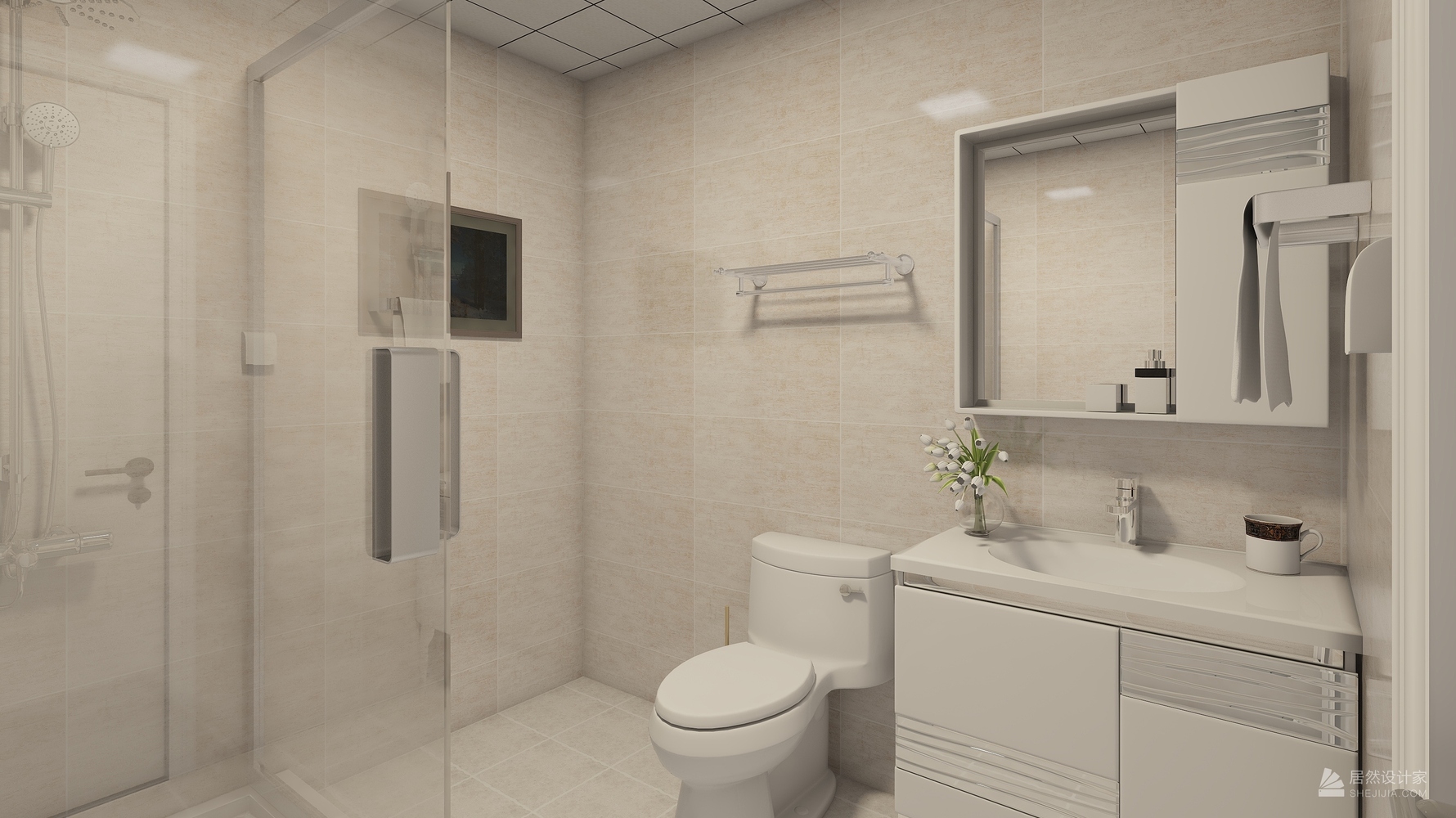 现代风格次卫装修设计效果图