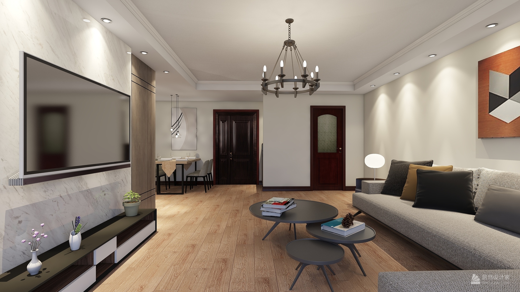 现代风格两室一厅装修设计效果图