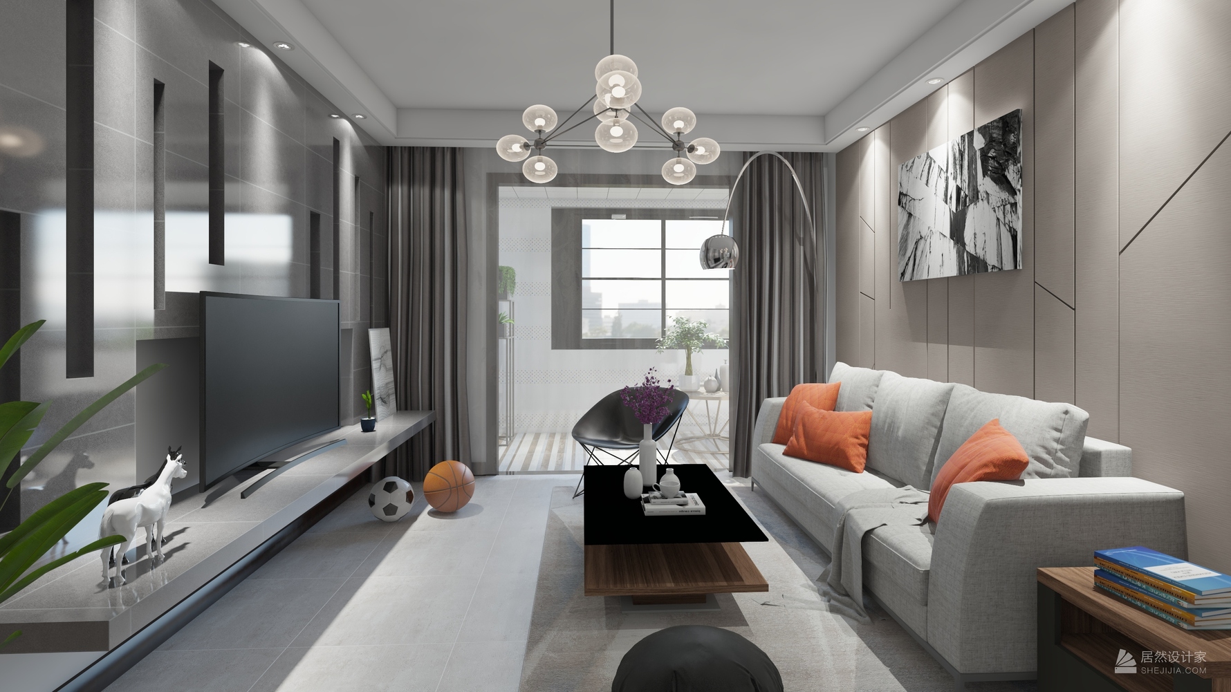 现代风格两室两厅装修设计效果图