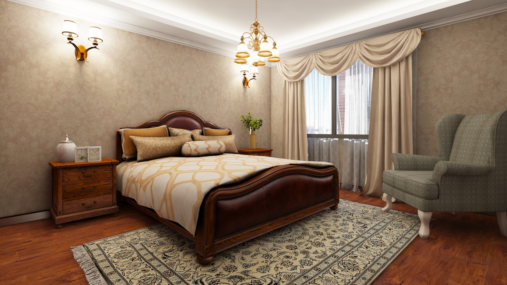 美式风格主卧装修设计效果图