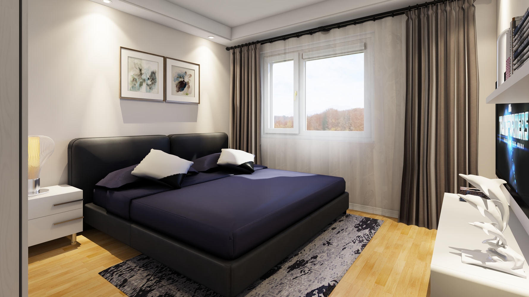 现代风格主卧装修设计效果图