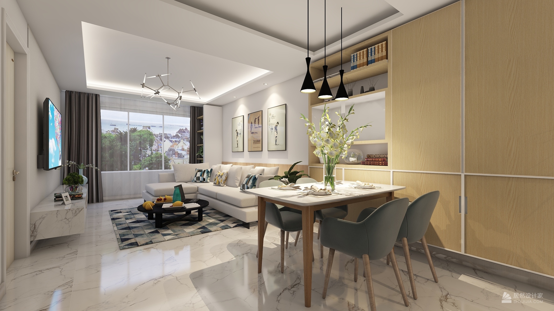 现代风格客餐厅装修设计效果图