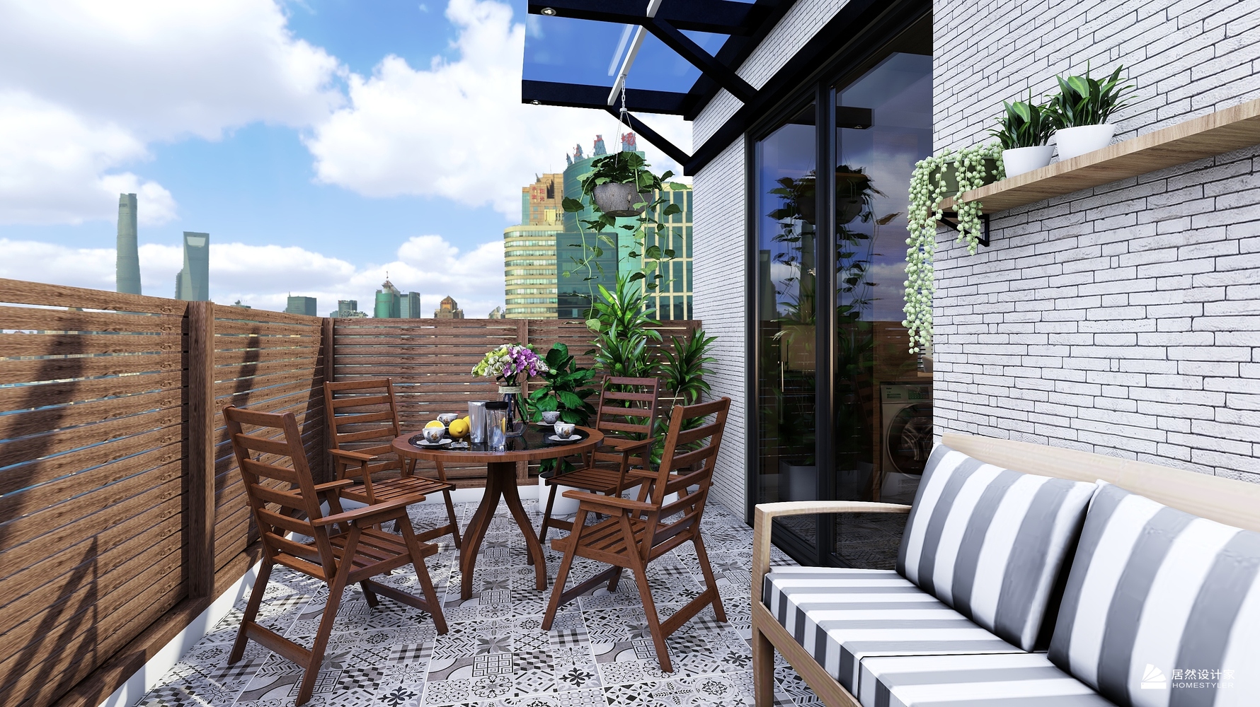 混搭风格露台装修设计效果图