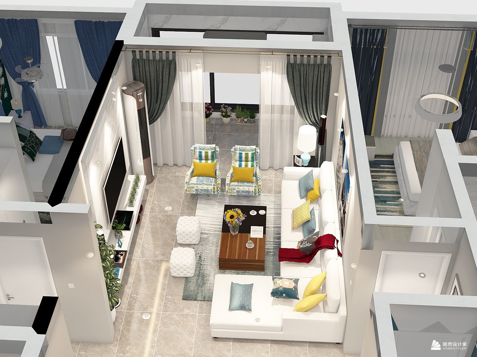 现代风格三室两厅装修设计效果图