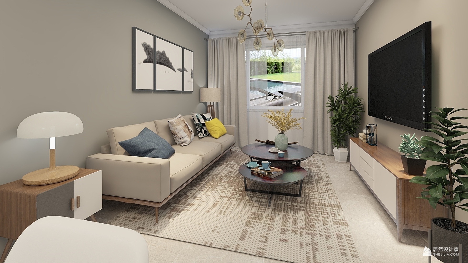 现代风格三室一厅装修设计效果图