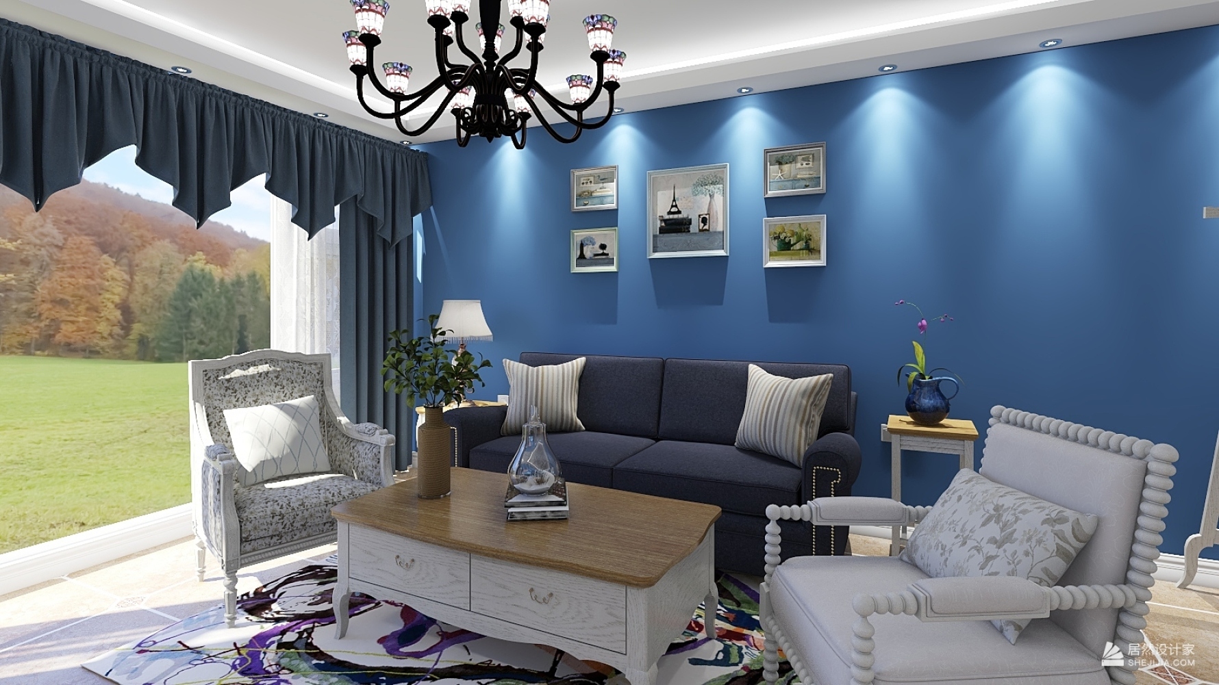 140㎡现代水墨蓝，让家具更有质感 | JULIE软装设计-建E网设计案例