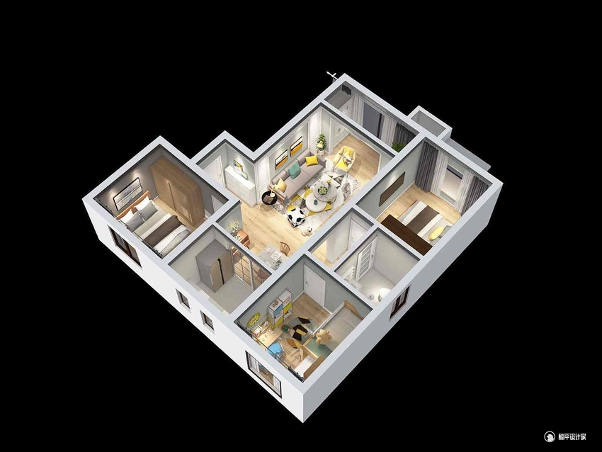 作品展示-北欧简约-北欧风格-牛头设计效果图