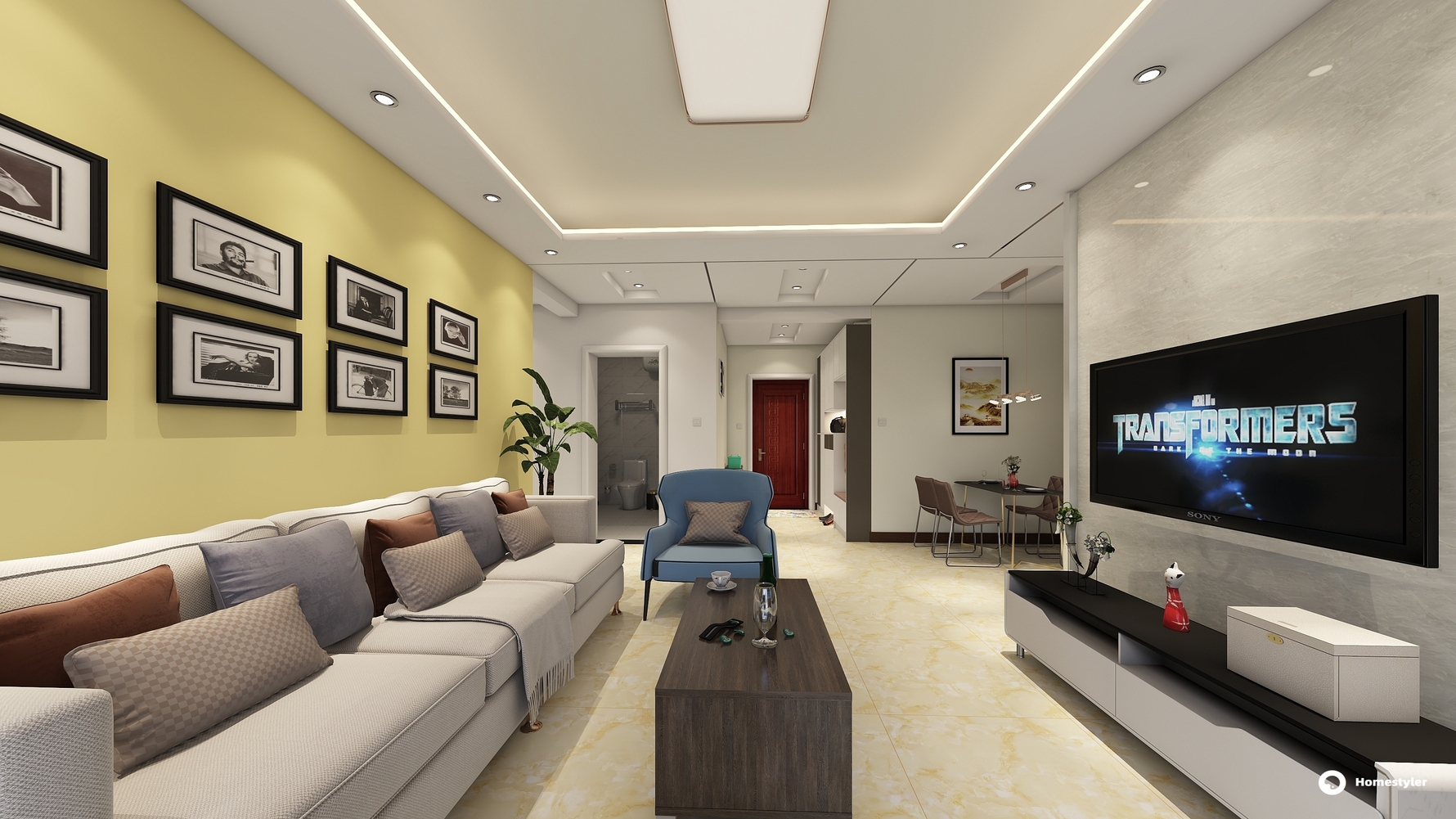 现代风格两室两厅装修设计效果图