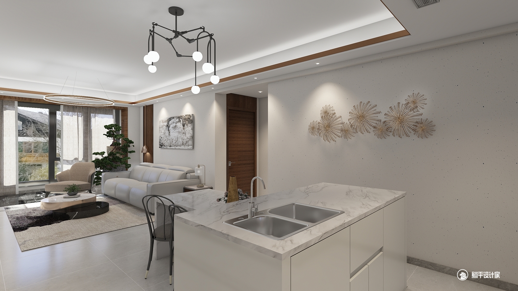 嘉龙尚城1703 - 现代风格四室一厅装修效果图 - 设计师王婷设计效果图