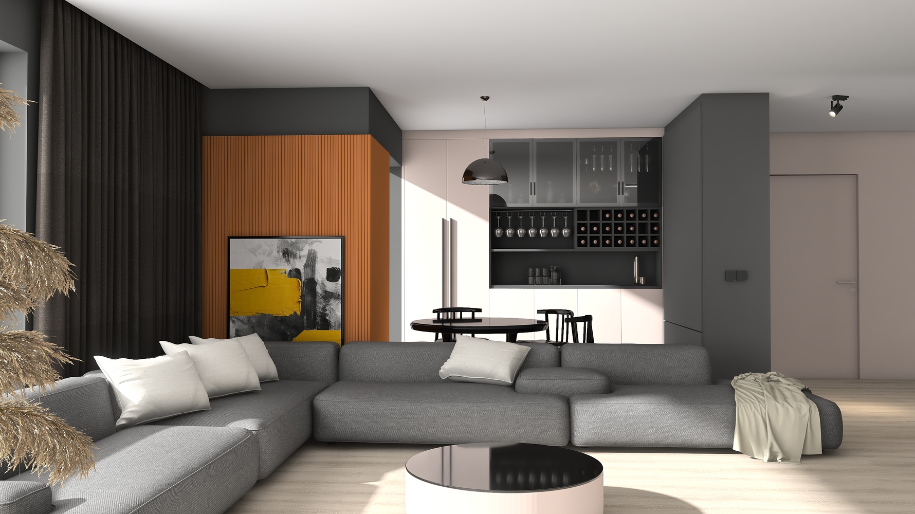 高级灰 活力橙 为生活增色涂彩 - 现代风格装修效果图 - 何浚鸣设计