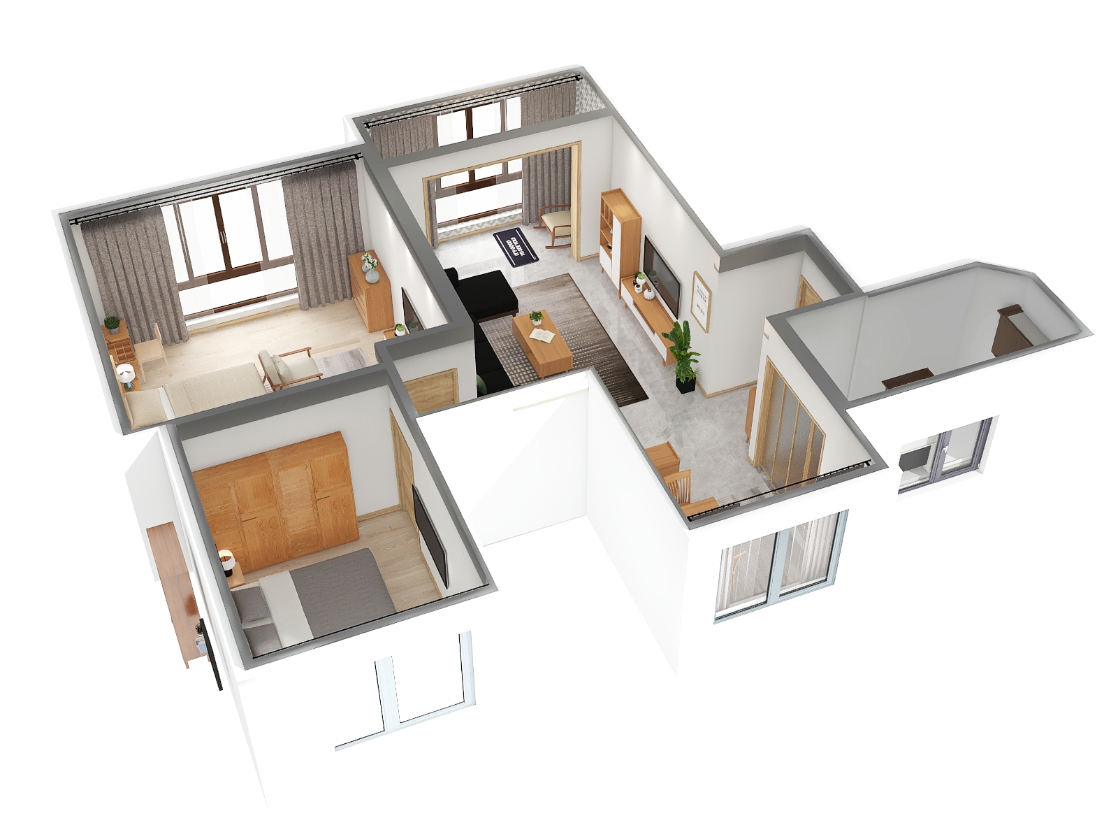 中式风格两室两厅装修设计效果图