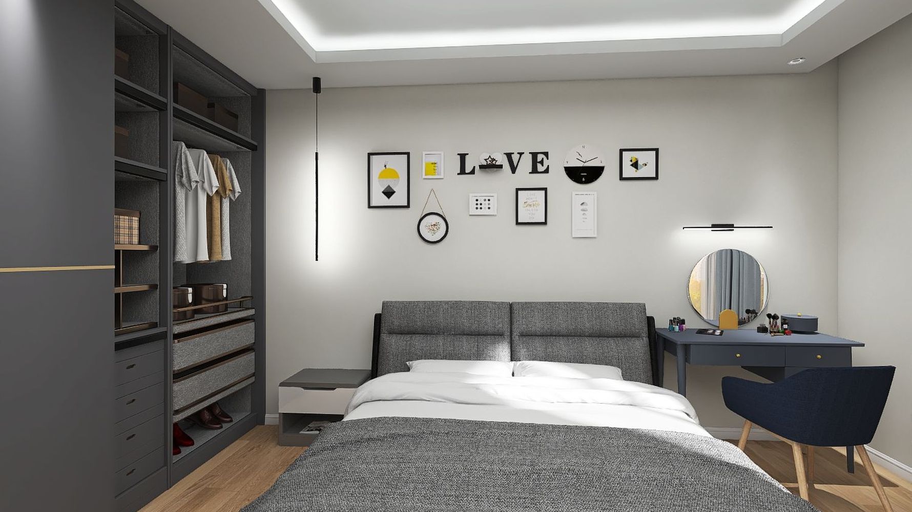 高级灰北欧风 - 北欧风格两室一厅装修效果图 - 大观园设计小明设计