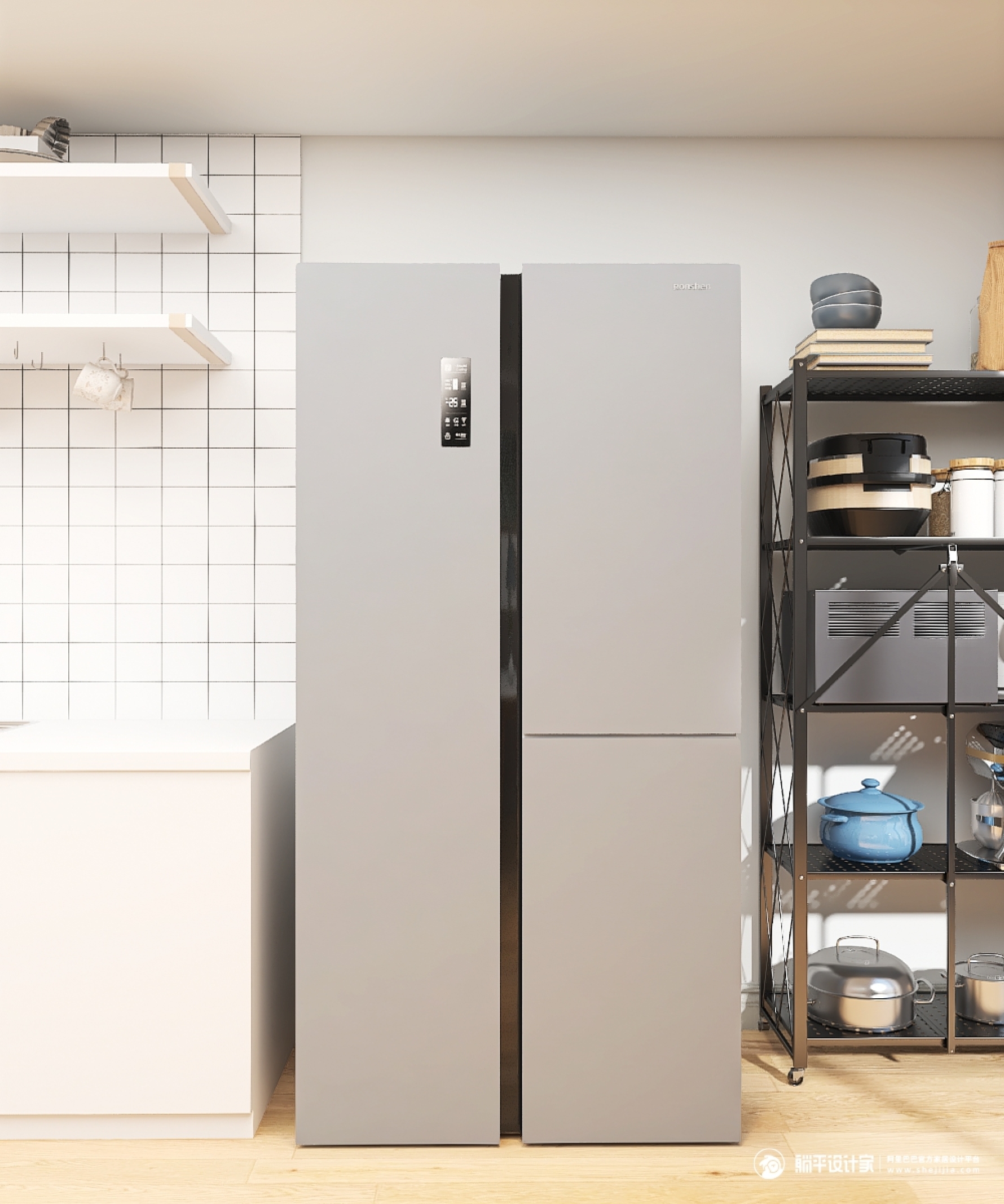现代简约厨房冰箱装修效果图_家居设计_环境设计-图行天下素材网