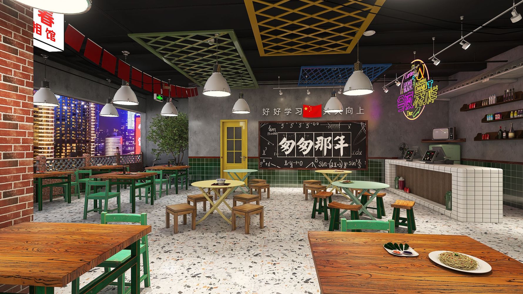 《怀旧食堂》 - 混搭风格一厅装修效果图 - 王梦阳设计效果图 - 躺平