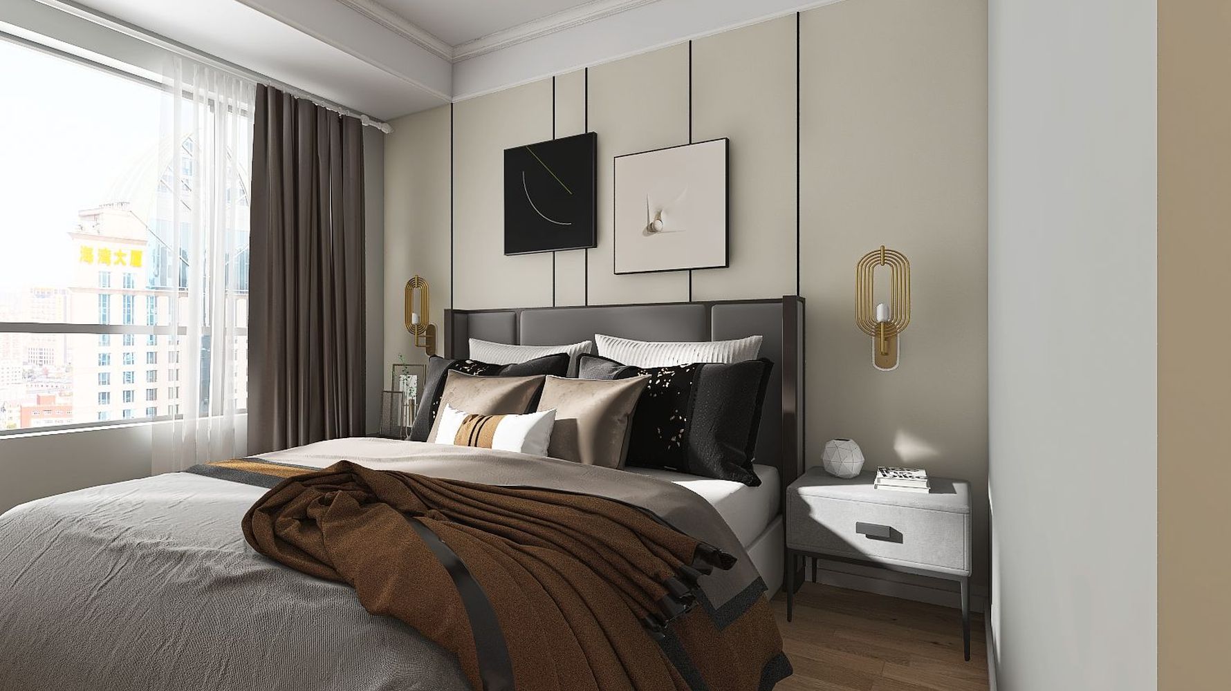现代风格主卧装修设计效果图