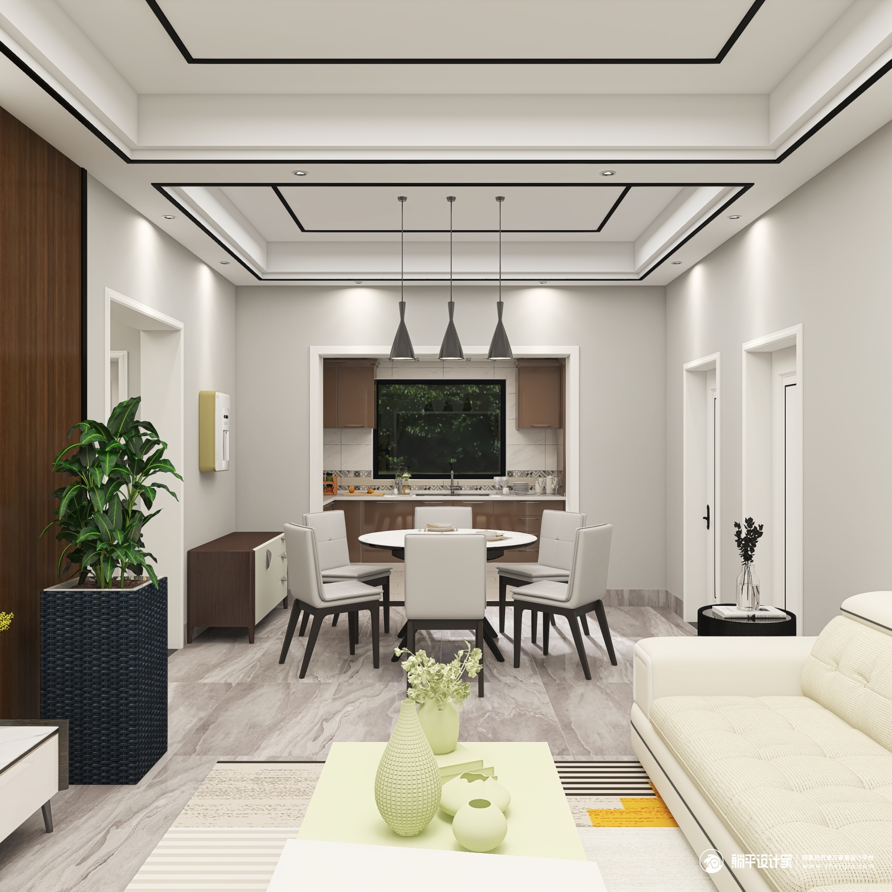 现代简易 - 现代风格四室两厅装修效果图 - nanbei35设计效果图 - 躺平设计家