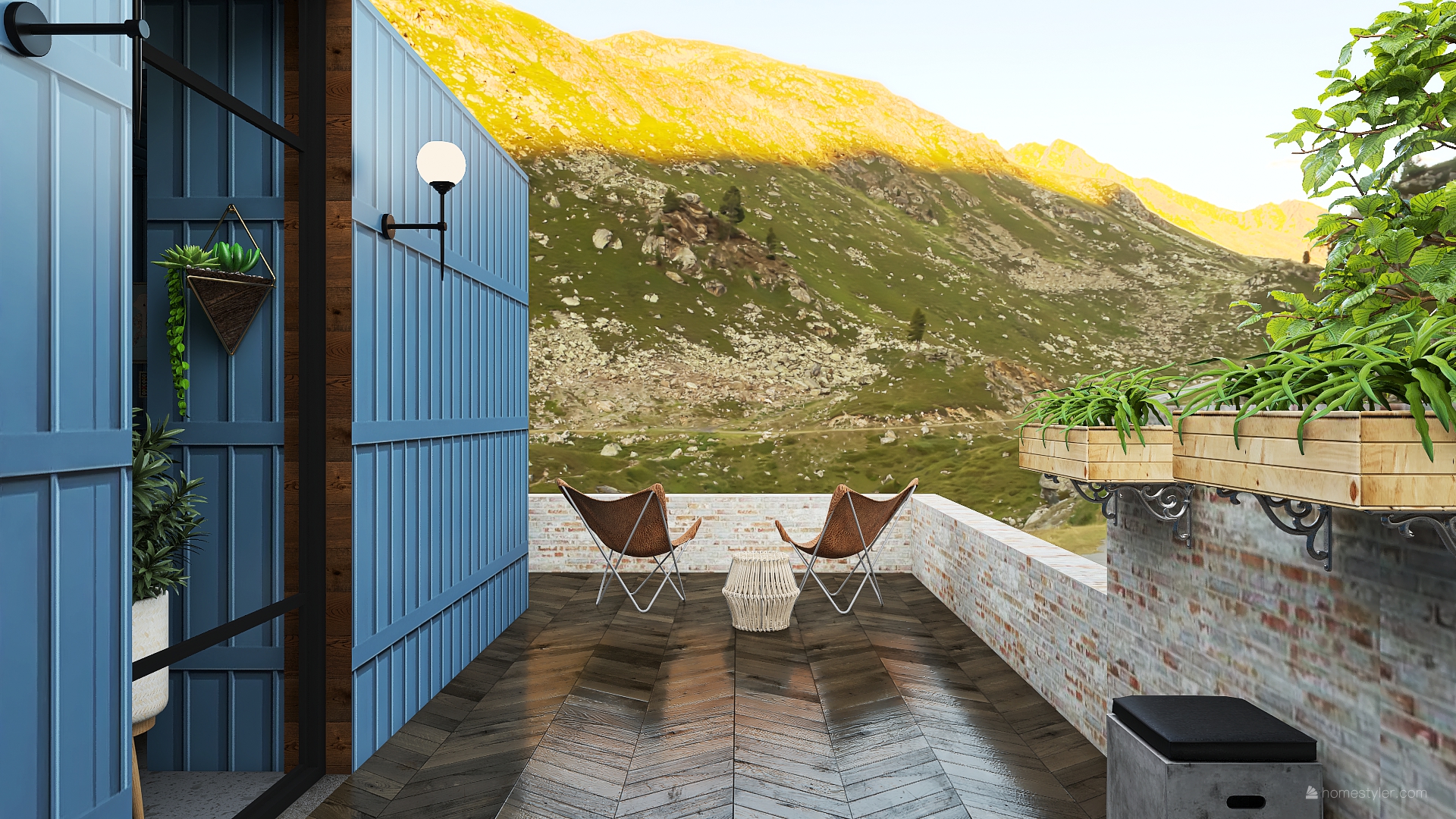 Container house in the mountains.