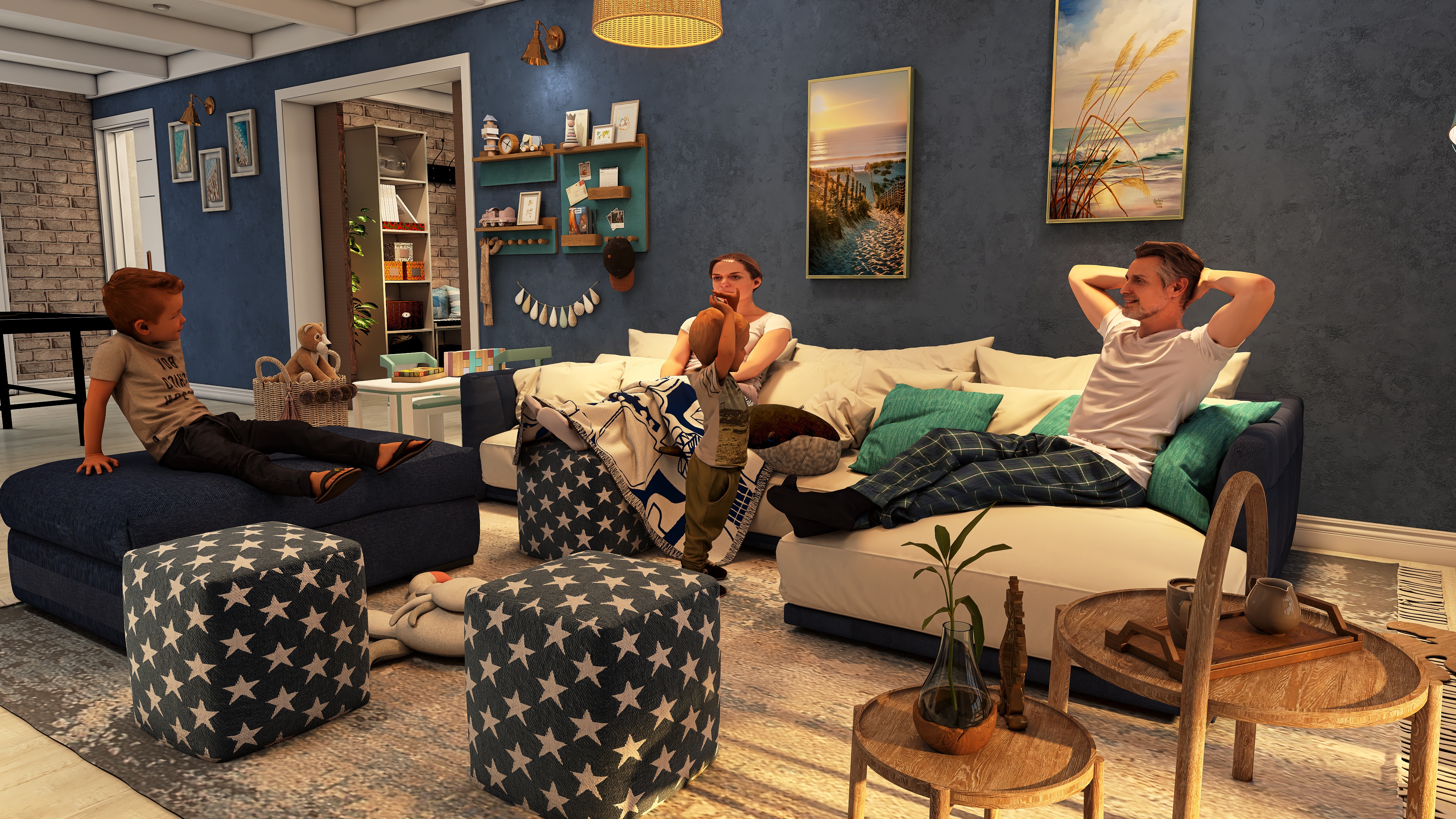 JUEGOS EN AZUL-SALON FAMILIAR