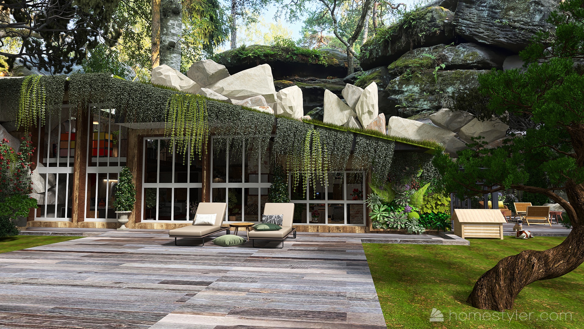 Couleurs dans les bois-Toit végetal