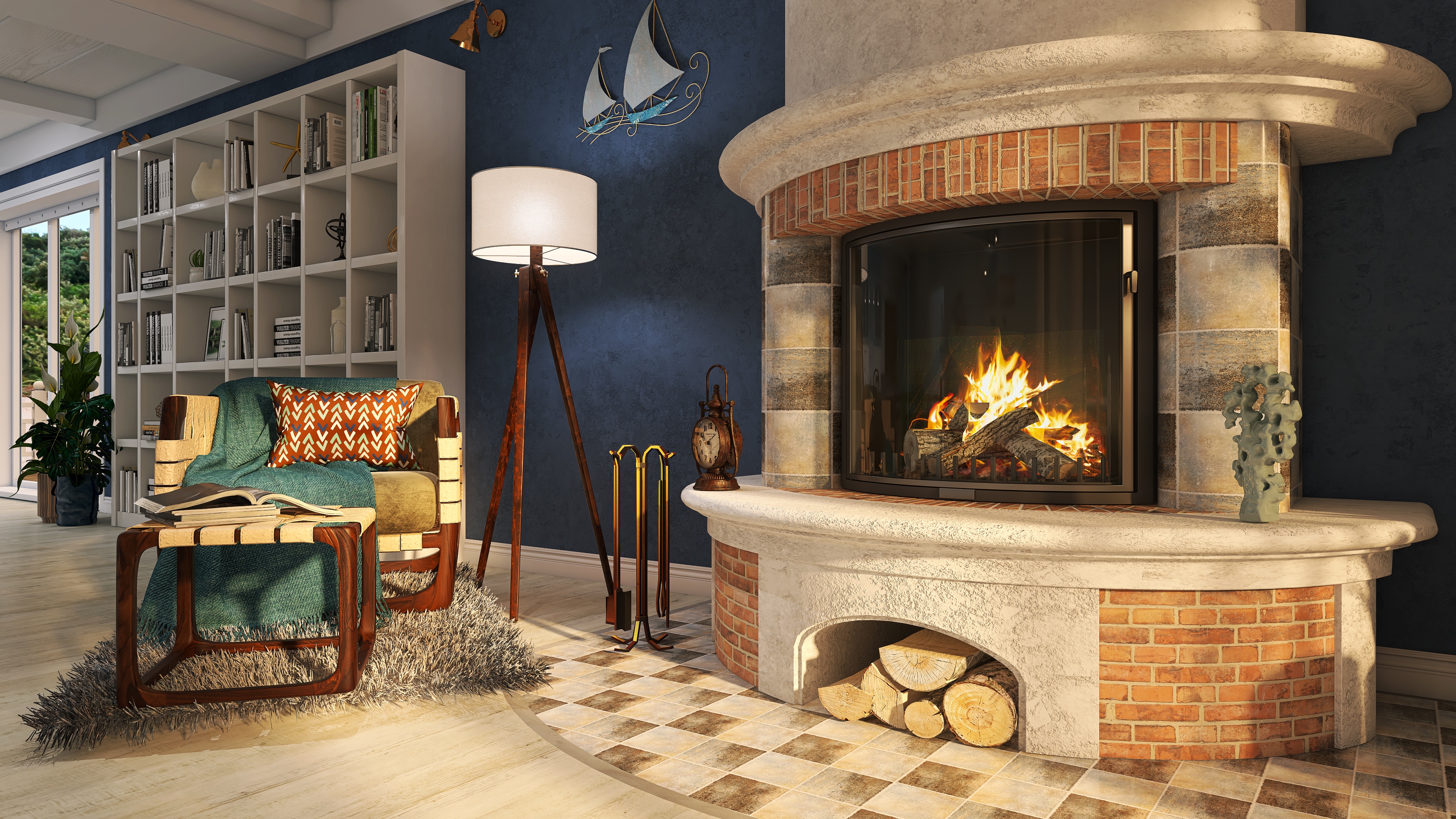 Descanso Azul-Salón-Cocina-Comedor