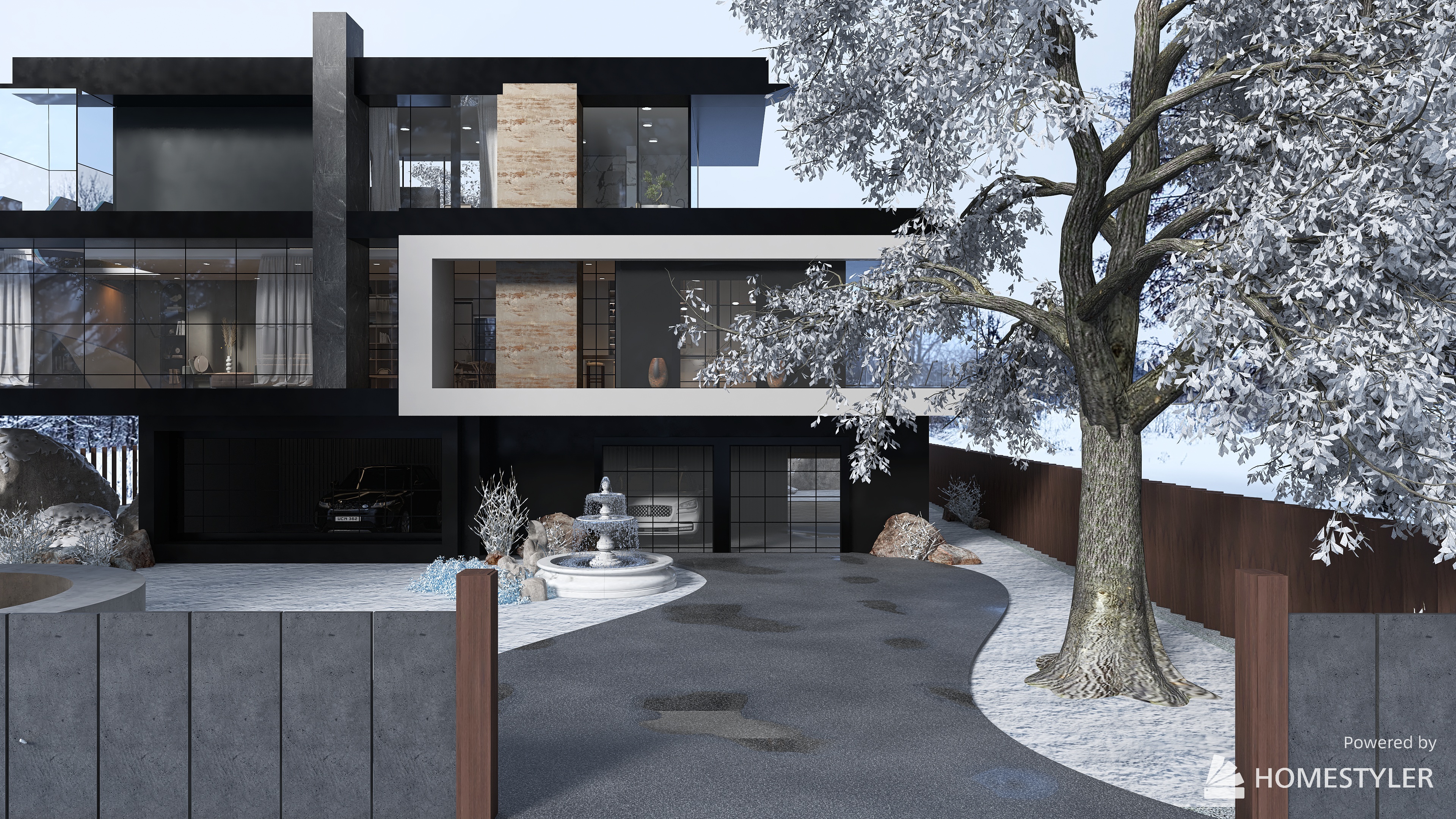 Black modern House in the Mountain