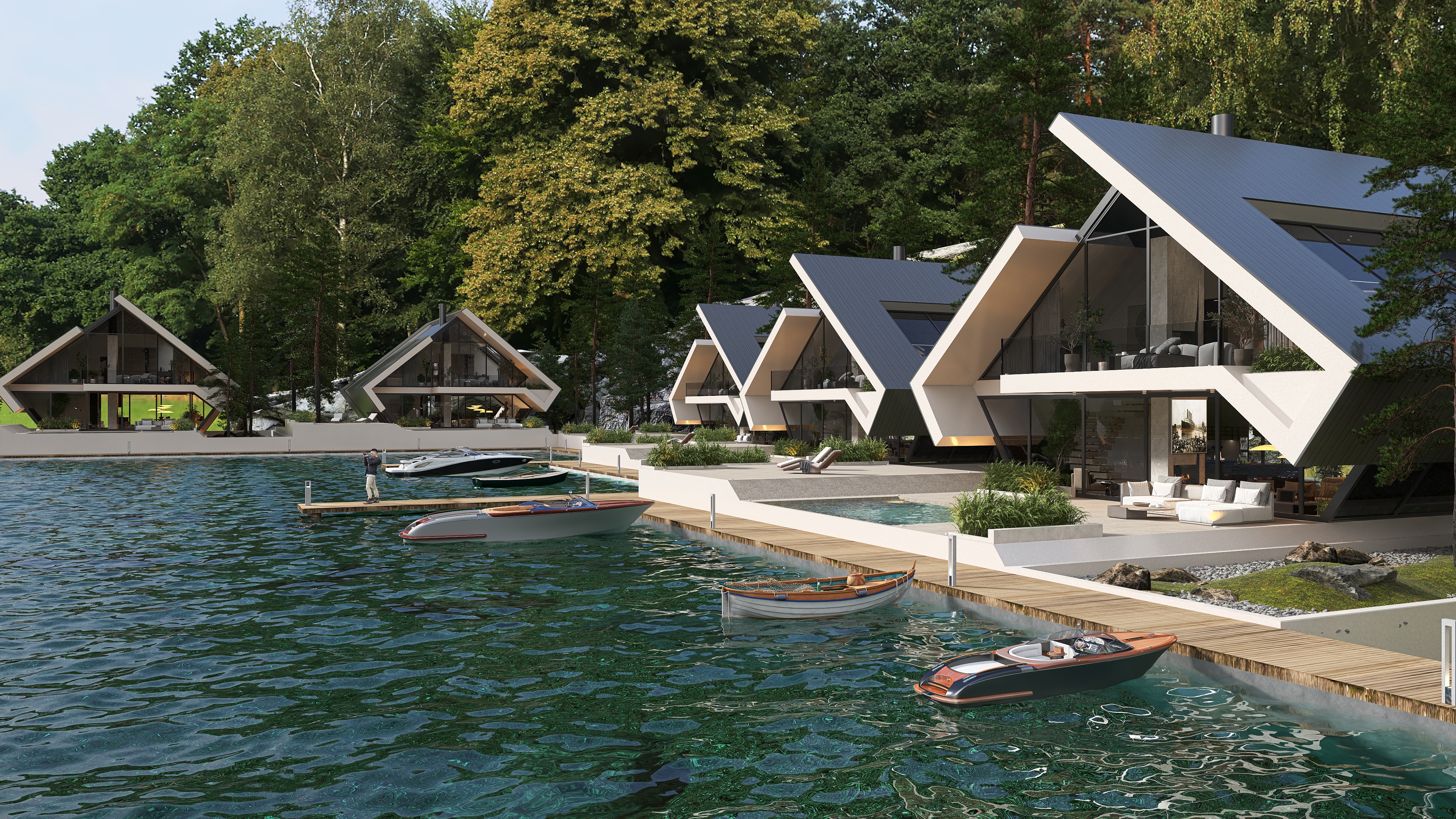 Villas de lujo con embarcadero.