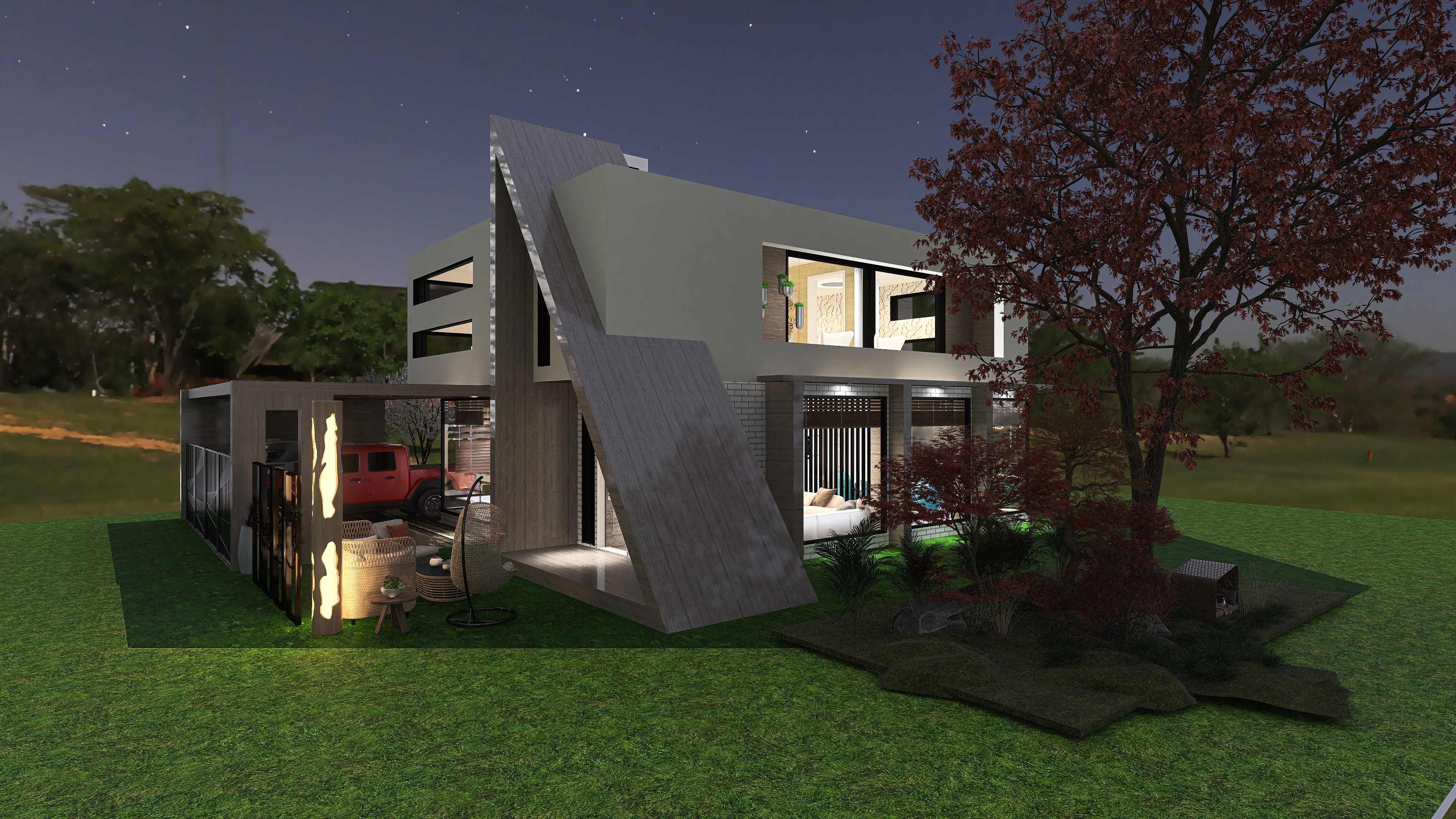 Mountain Den with Contemporary Block Shapes