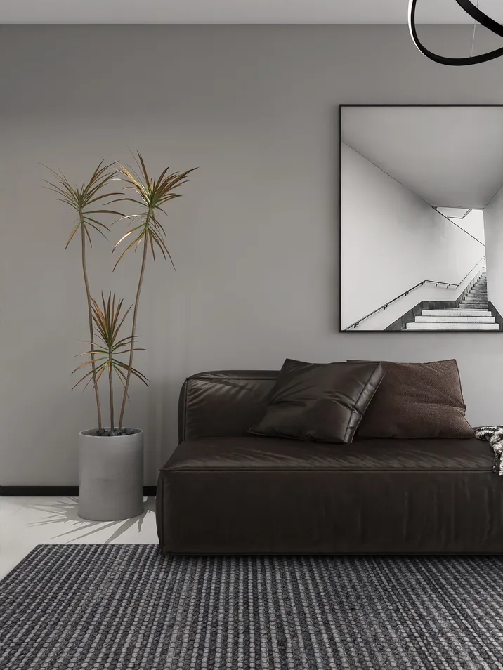 modern sofa arrangement with streamlined design in a minimalistic style enhancing the comfort of living room space using Homestyler's real-time 3D rendering feature