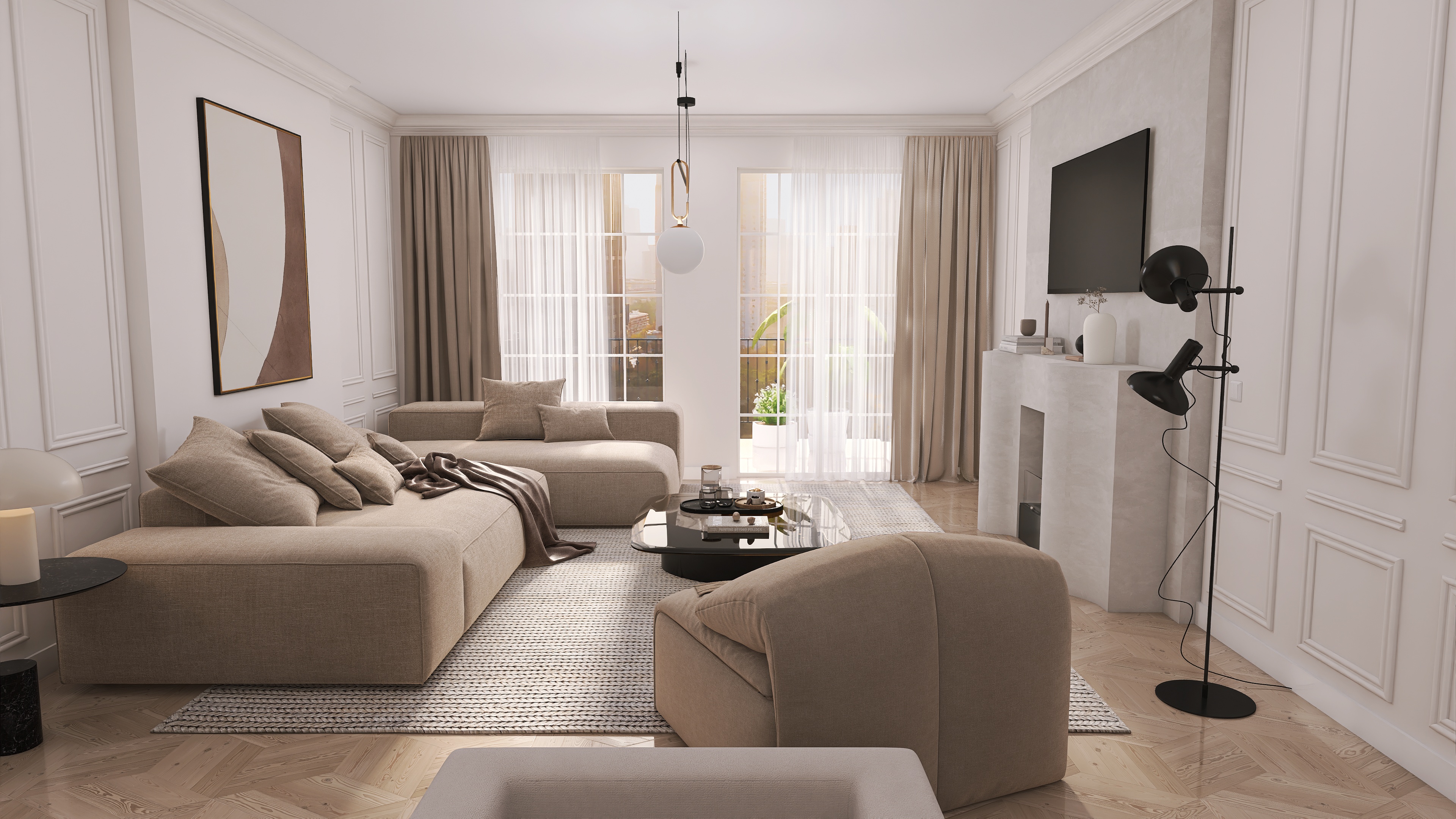 Salón comedor con toque clasico.