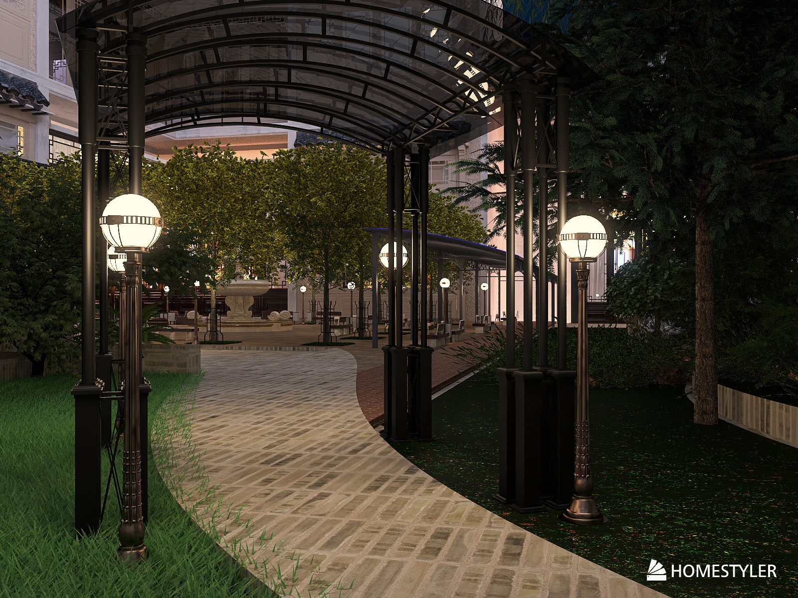 house with garden in the yard