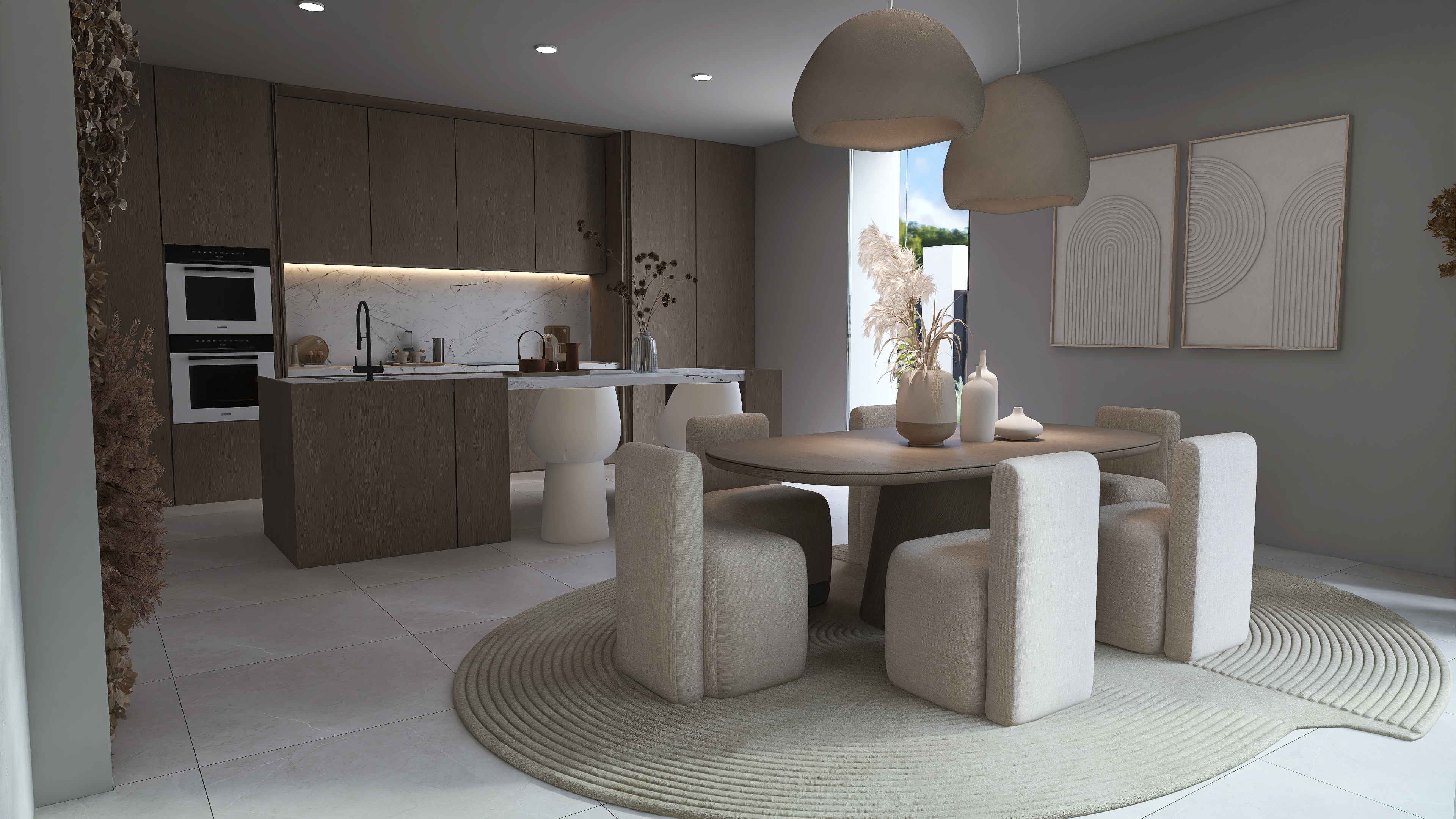 Diseño cocina con comedor.