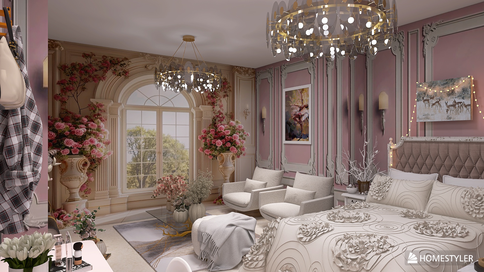 Pink and white luxury bedroom