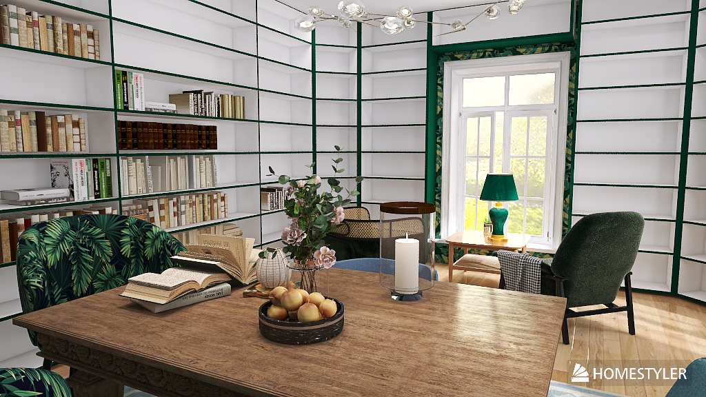 sunken livingroom and library