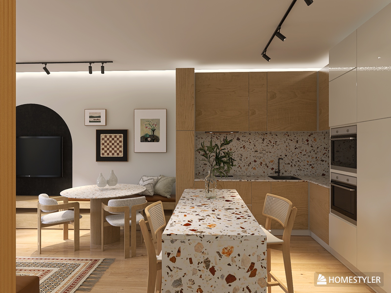 55m2 open kitchen concept 