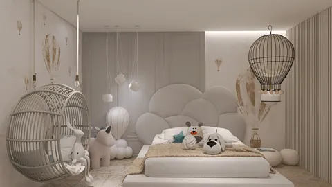 soothing bedroom design featuring soft textures and warm colors, creating a cozy atmosphere for relaxation with a focus on interior decor; utilizing Homestyler's real-time 3D rendering for immediate visualization.