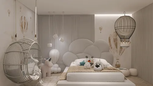 soothing bedroom design featuring soft textures and warm colors, creating a cozy atmosphere for relaxation with a focus on interior decor; utilizing Homestyler's real-time 3D rendering for immediate visualization.