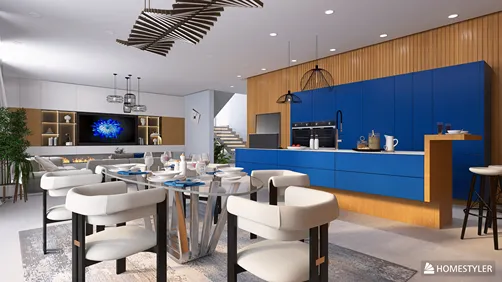 AZUL PROFUNDO- CONCEPTO ABIERTO COCINA-LIVING-COMEDOR