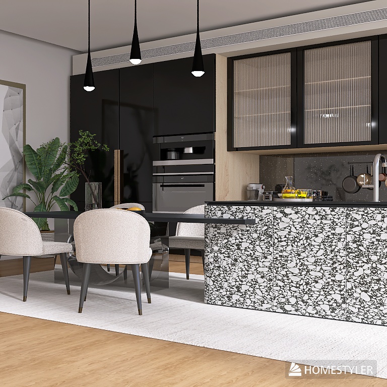 open plan kitchen -dining room 