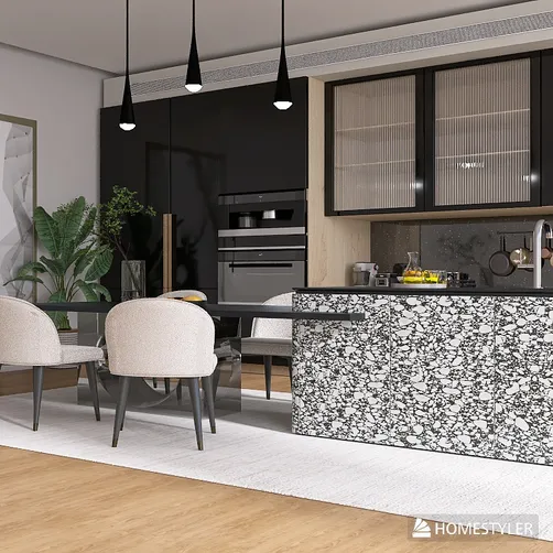 open plan kitchen -dining room 