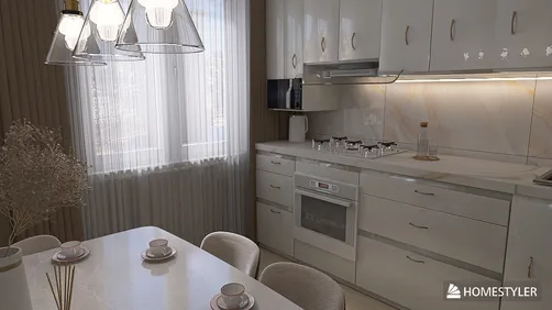 Beige trendy kitchen