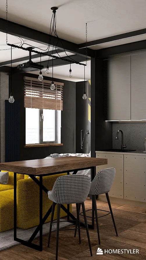 Небольшая студия в индустриальном стиле