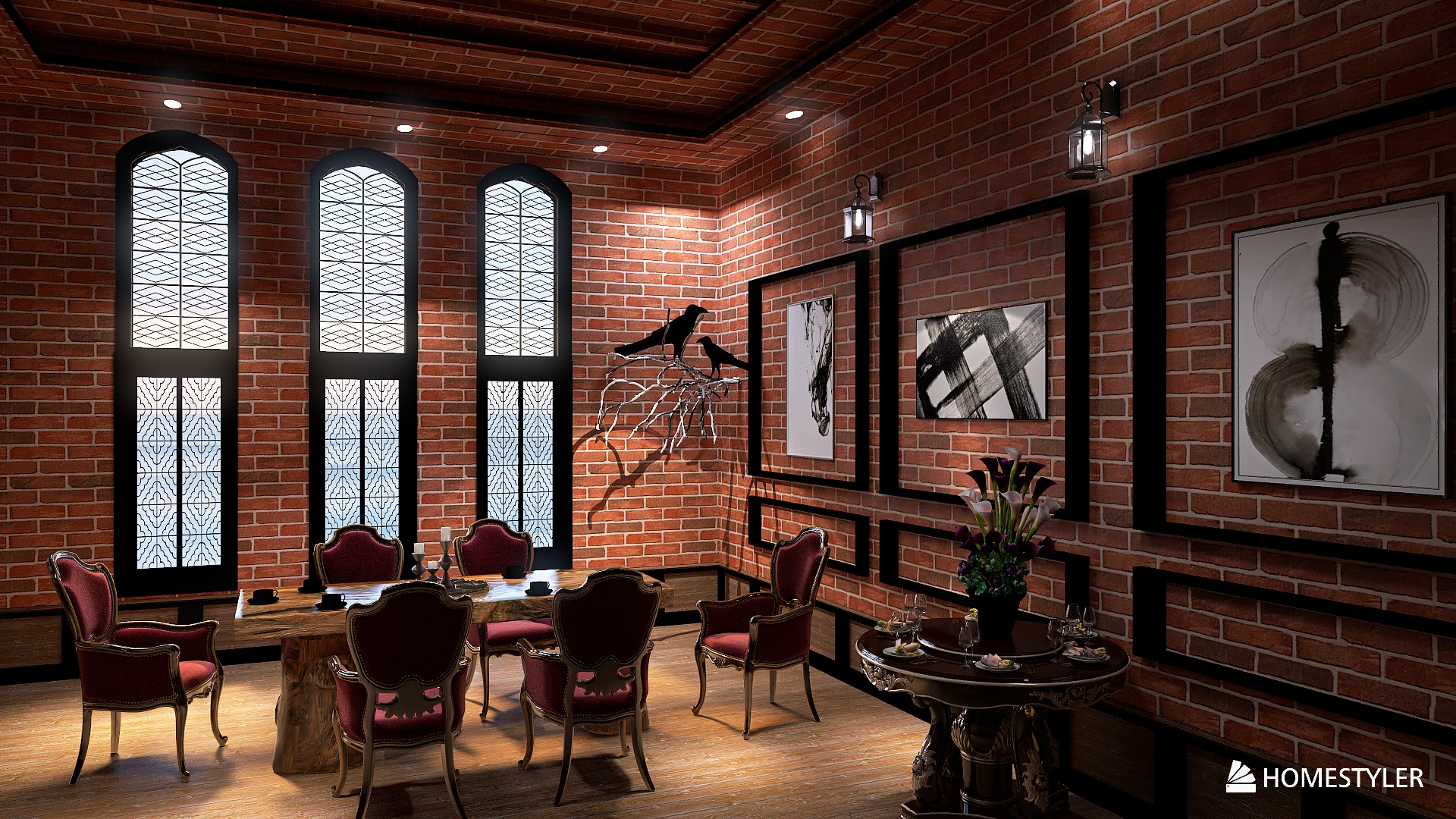 Elements of the Gothic style in the interior.