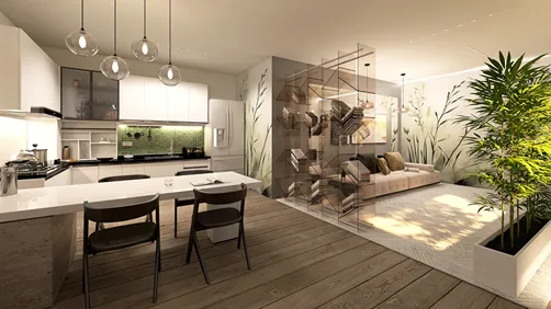 LIVING ROOM WITH KITCHEN