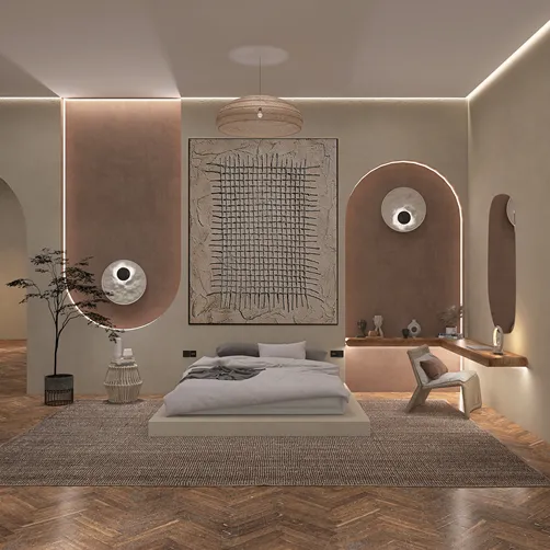 Wabi Sabi bedroom 1:1 render