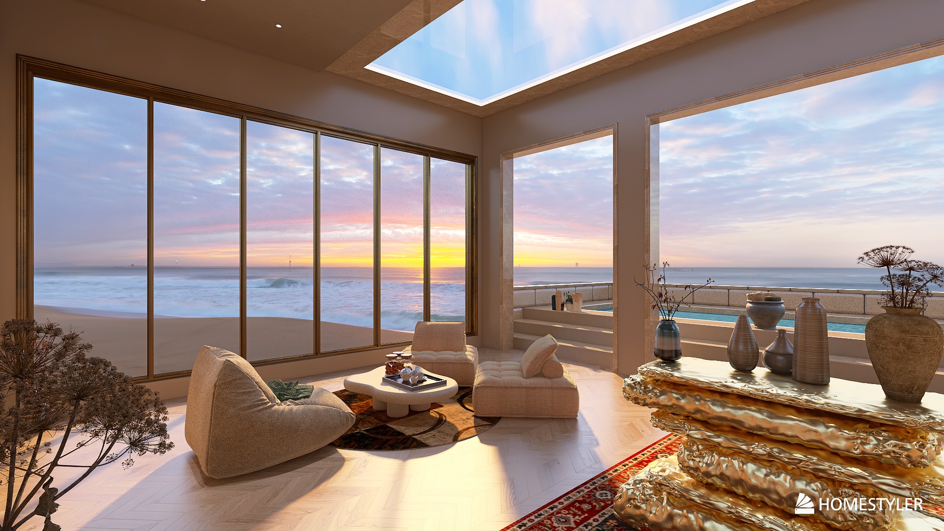 Desert relax room with swimming pool