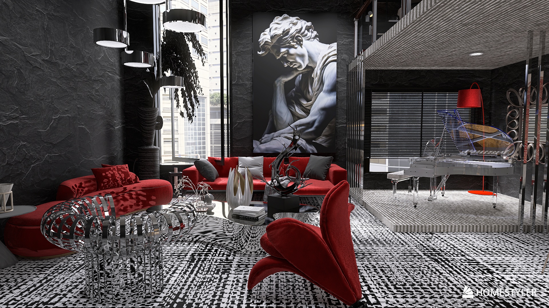 Modern Concrete with Red Accent