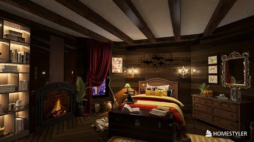 A teenager"s room in the Harry Potter style