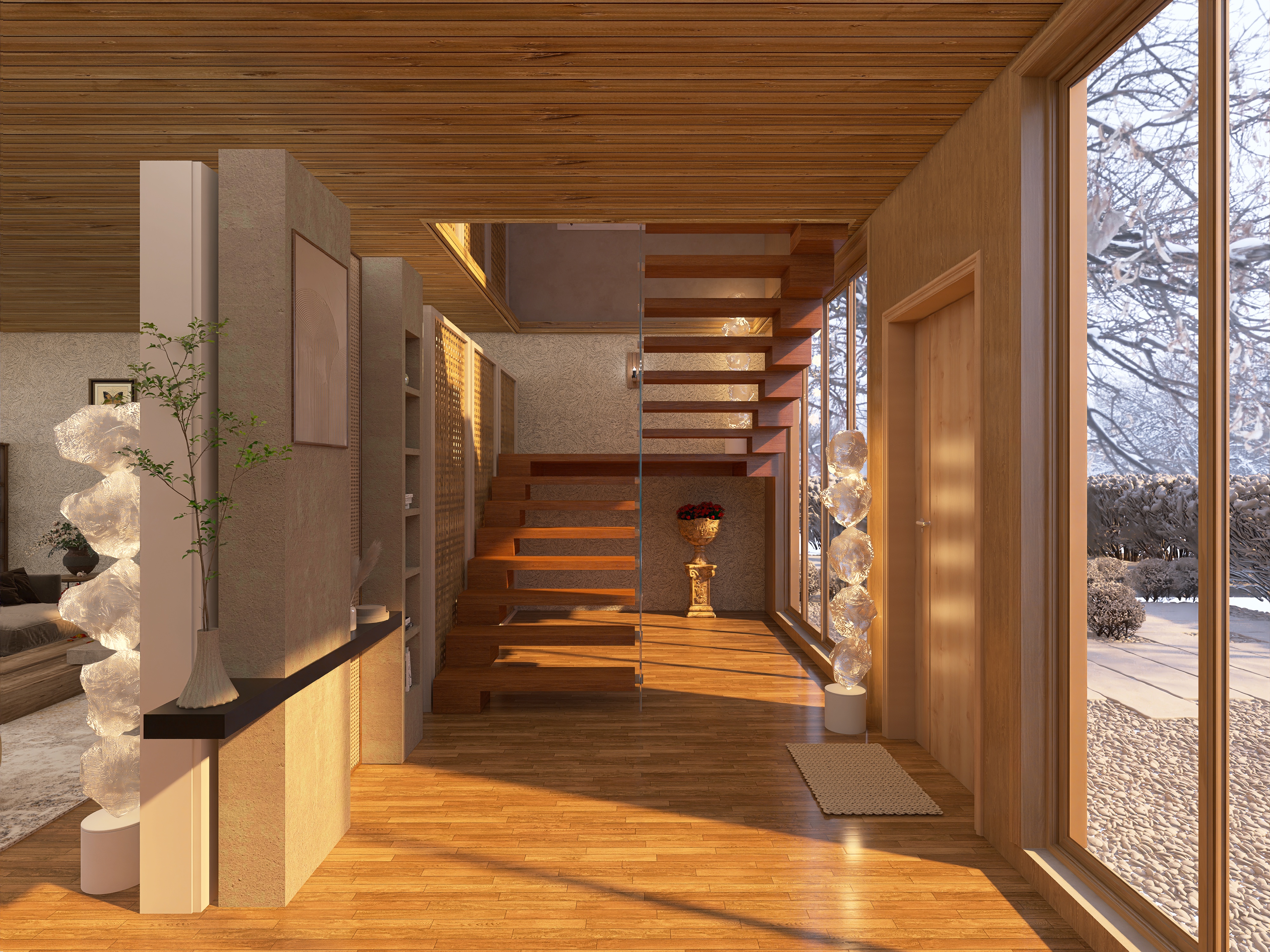 Lone house in the snow